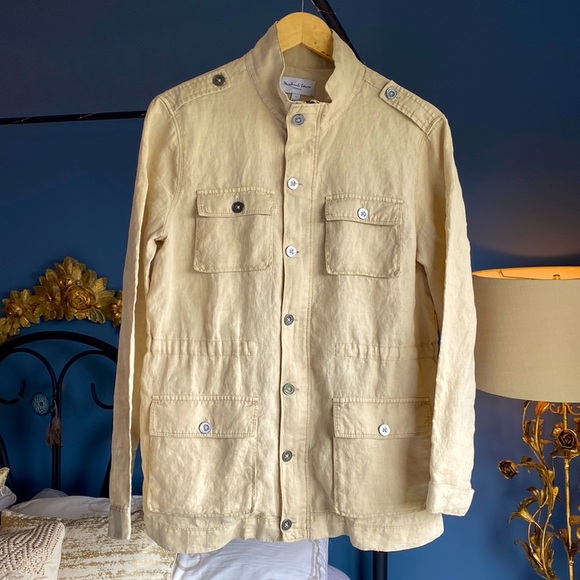 Michael Stars  100% Linen Light Khaki Jacket - Picture 11 of 14